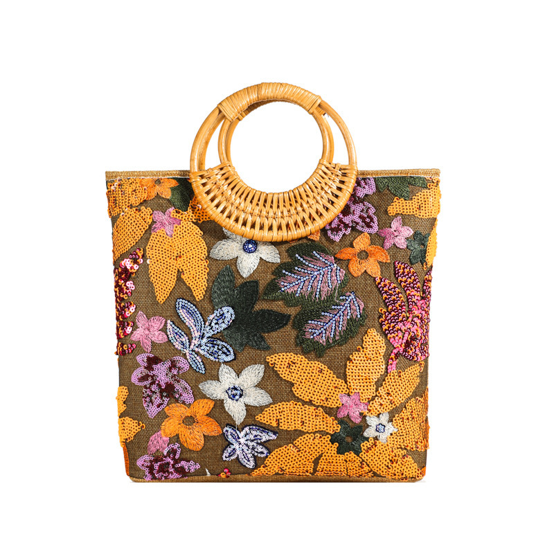 Floral And Banboo Tote Bag