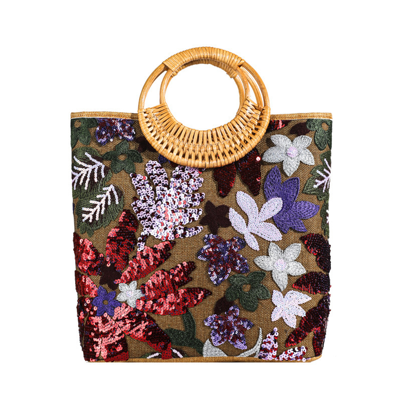 Floral And Banboo Tote Bag